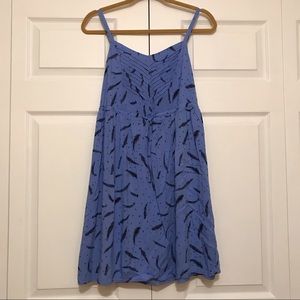 Blue Feather Print Dress 2010s Indie Millenial Boho